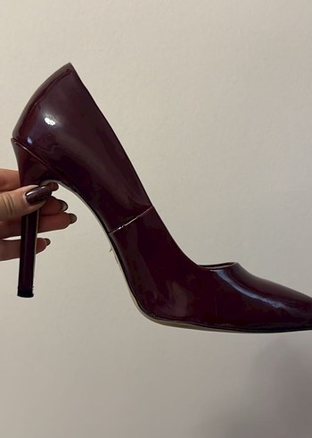 Bordo Rugan Stiletto Kadın Ayakkabı - Görsel 3