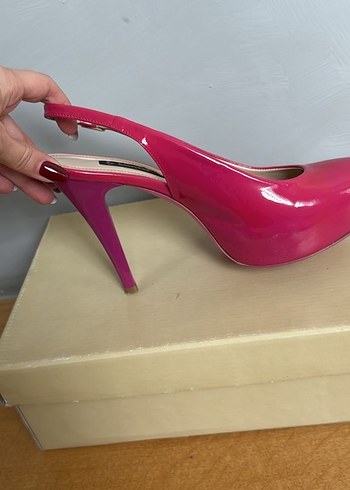 Fuşya Rugan Stiletto Topuklu Kadın Ayakkabı - Görsel 5