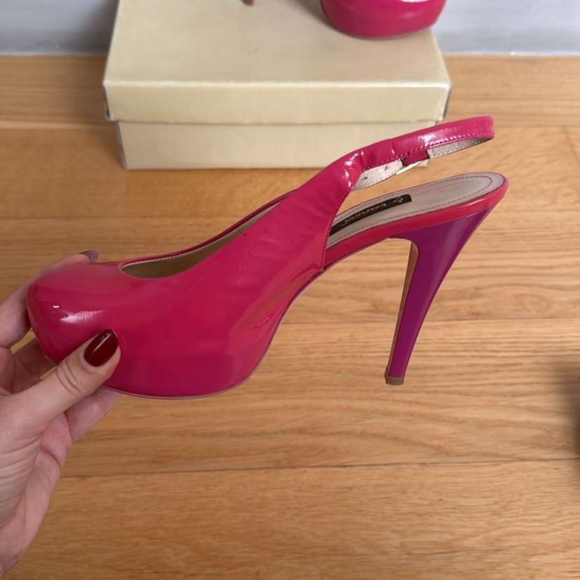 Fuşya Rugan Stiletto Topuklu Kadın Ayakkabı - Görsel 3