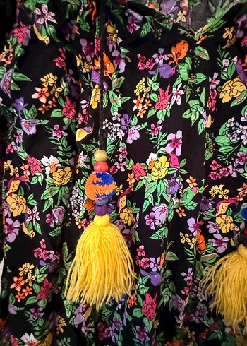 Çiçek Desenli Renkli Bohem Mini elbise - Görsel 2