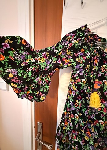 Çiçek Desenli Renkli Bohem Mini elbise - Görsel 3