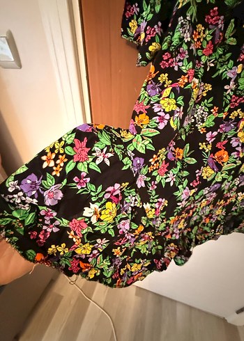 Çiçek Desenli Renkli Bohem Mini elbise - Görsel 5