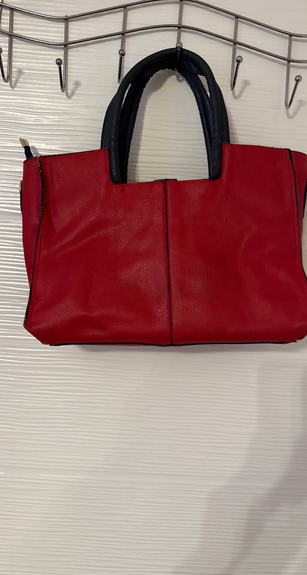 Kırmızı Deri Kadın Çanta - Görsel 3