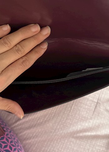 Bordo Deri Fermuarlı Kadın Clutch çanta - Görsel 4