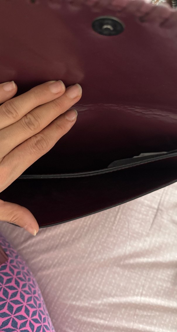 Bordo Deri Fermuarlı Kadın Clutch çanta - Görsel 4