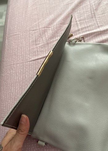 Gri Süet Kadın El Çantası Fermuarlı - Görsel 4