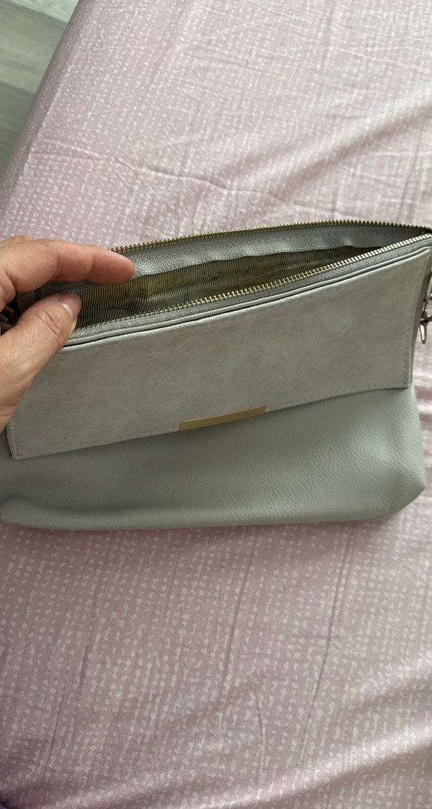 Gri Süet Kadın El Çantası Fermuarlı - Görsel 3