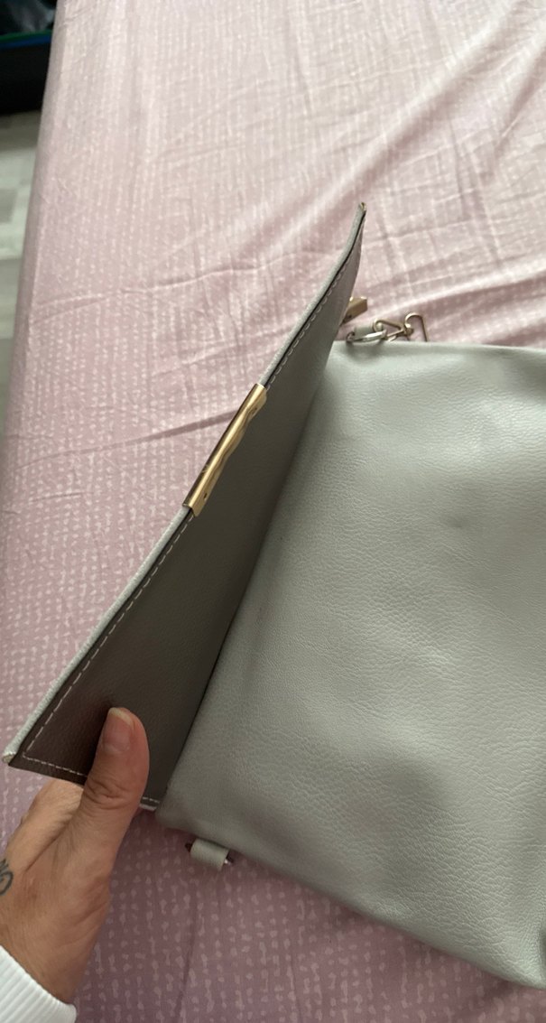 Gri Süet Kadın El Çantası Fermuarlı - Görsel 4