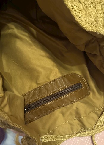 Bej Keten Bohem Günlük Kadın Çantası - Görsel 5