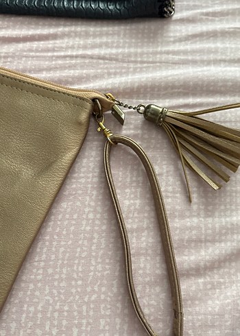 Bej Deri Kadın El Çantası Fermuarlı - Görsel 2