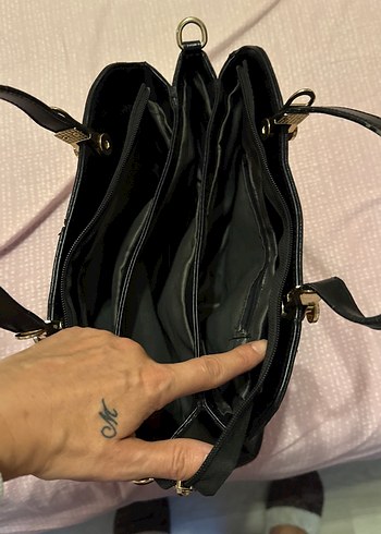 Siyah Deri Tokalı Kadın Çanta - Görsel 7