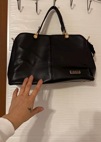 Siyah Deri Tokalı Kadın Çanta - Görsel 5