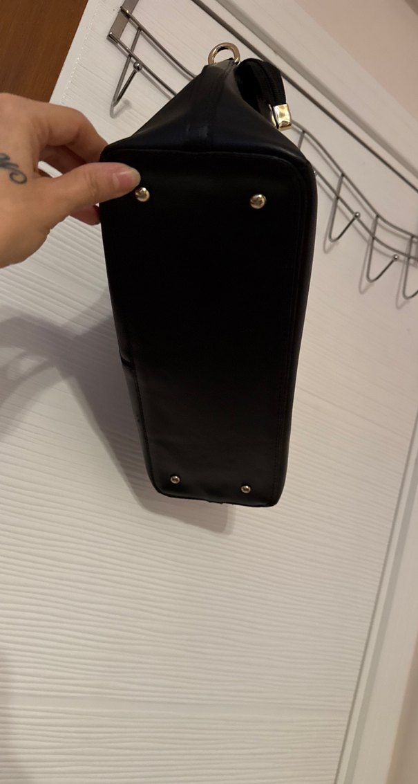 Siyah Deri Tokalı Kadın Çanta - Görsel 4