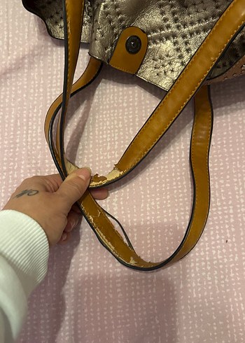 Kahverengi Nakışlı Kadın Deri Çanta - Görsel 14