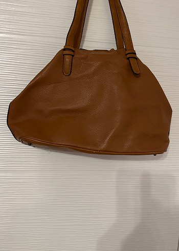Kahverengi Nakışlı Kadın Deri Çanta - Görsel 4