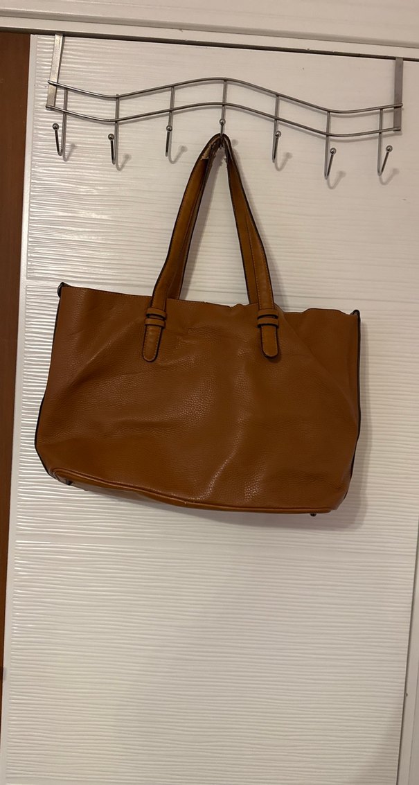 Kahverengi Nakışlı Kadın Deri Çanta - Görsel 5