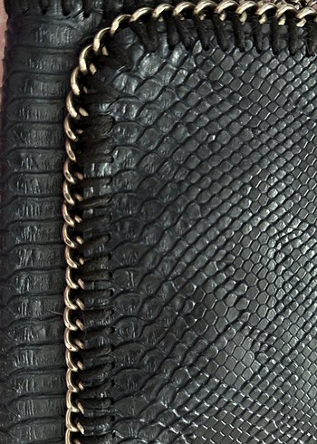 Zincir Detaylı lacivert Yılan Derisi Desenli Kadın Çanta - Görsel 4