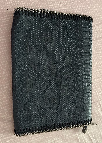 Zincir Detaylı lacivert Yılan Derisi Desenli Kadın Çanta - Görsel 2