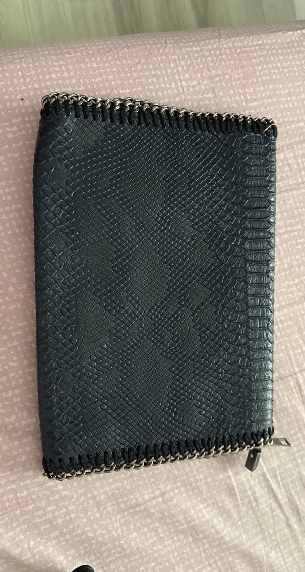 Zincir Detaylı lacivert Yılan Derisi Desenli Kadın Çanta - Görsel 2