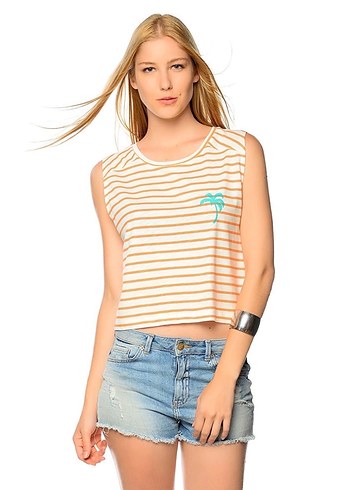 Çizgili Kolsuz Tshirt - Görsel 3