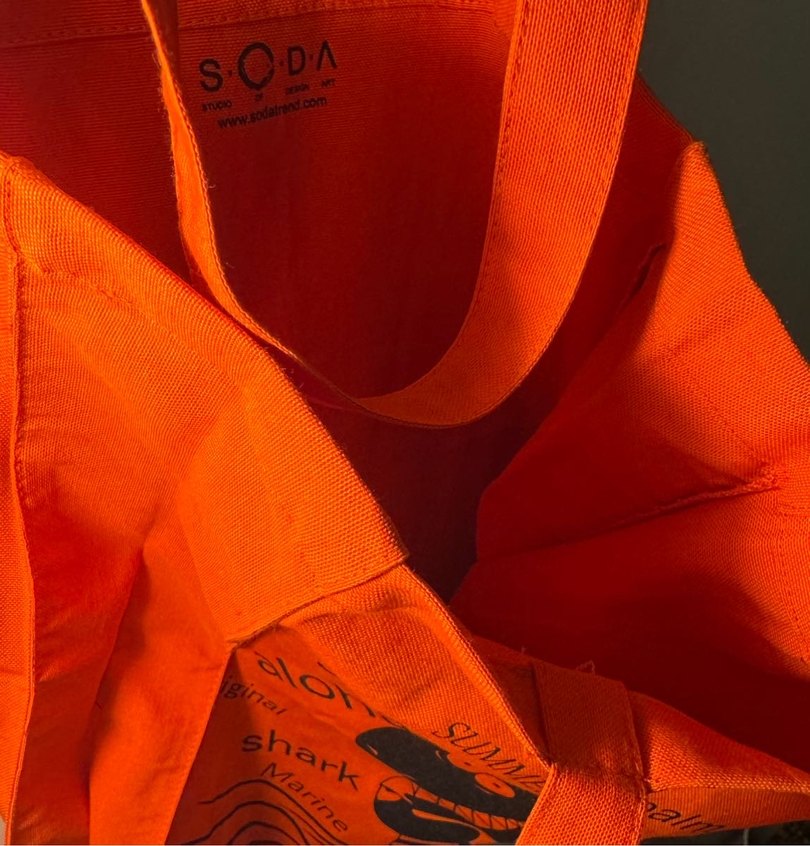 Turuncu Kanvas Kumaş Bez Çanta - Görsel 3