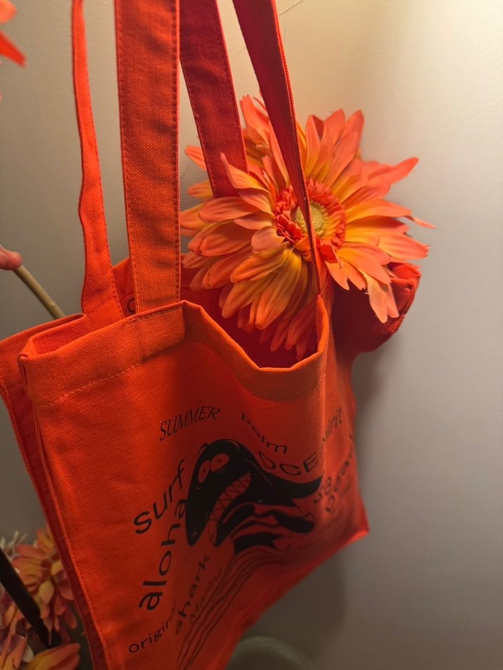 Turuncu Kanvas Kumaş Bez Çanta - Görsel 2