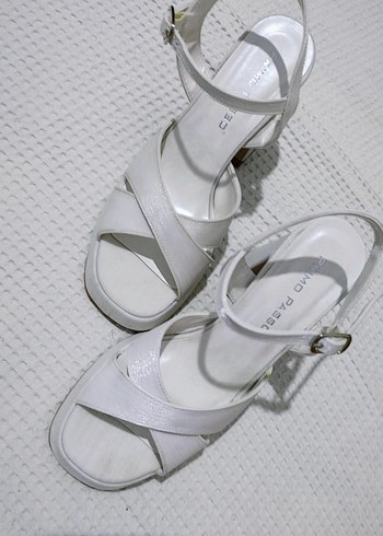 Beyaz Platform Topuklu Kadın Abiye Ayakkabı - Görsel 2