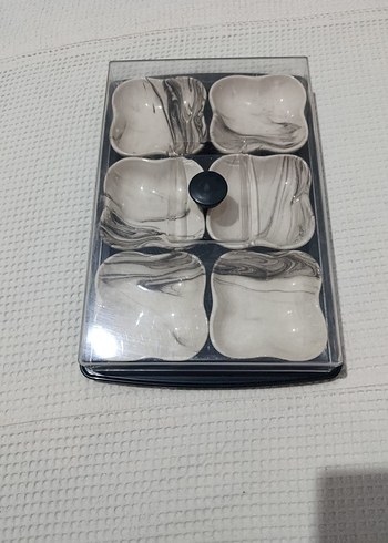 Gri Beyaz Mermer Desenli 6'lı Yemek Kabı Seti - Görsel 2