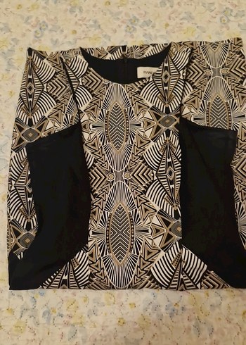 Siyah Baskılı Midi Boy Elbise - Görsel 4