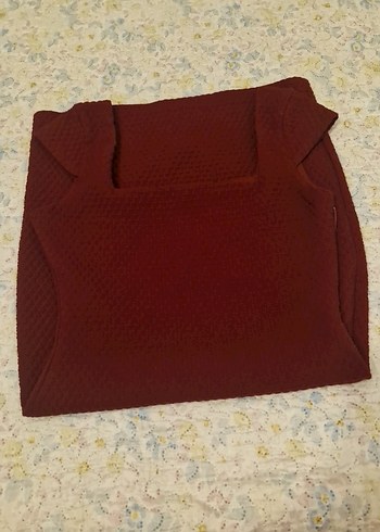 Bordo renkli elbise - Görsel 3