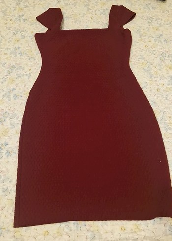 Bordo renkli elbise - Görsel 2
