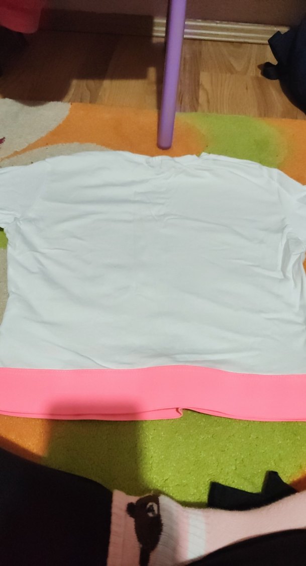 Kız Çocuk Pembe Baskılı Kısa Kollu Tişört - Görsel 2