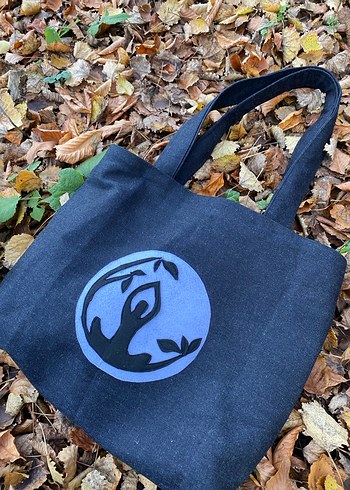 Koyu Kot  Keçe den Yoga desenli  Kot Kadın Çanta - Görsel 2