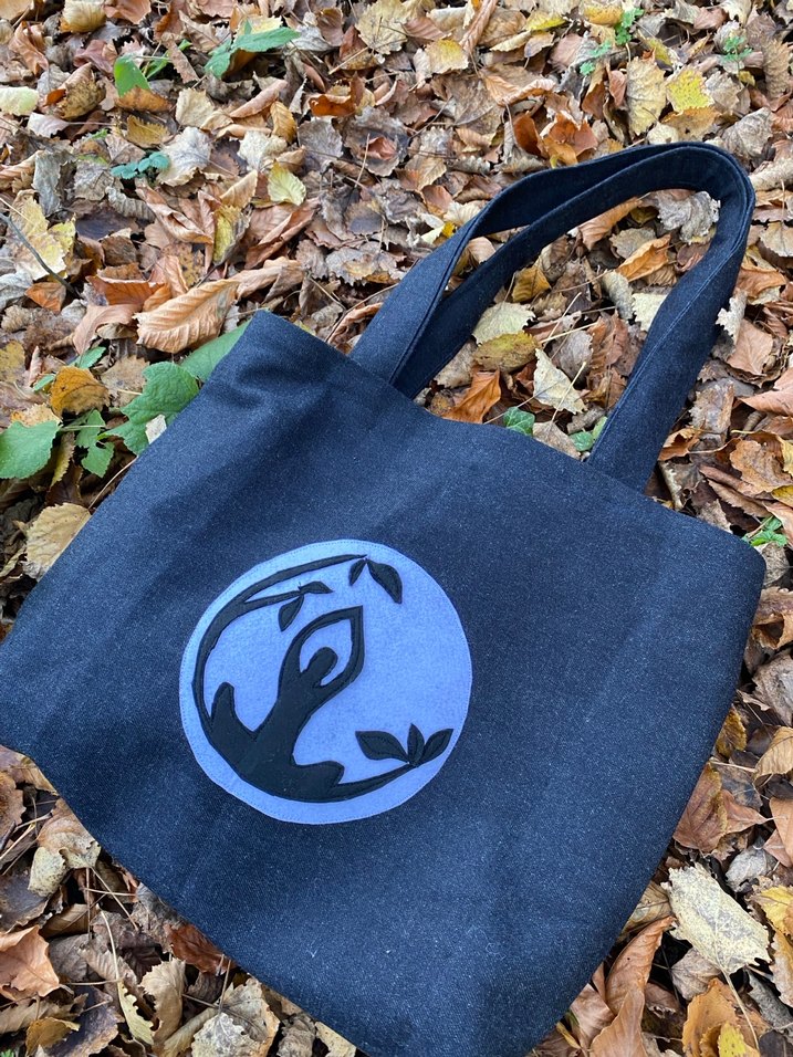 Koyu Kot  Keçe den Yoga desenli  Kot Kadın Çanta - Görsel 2