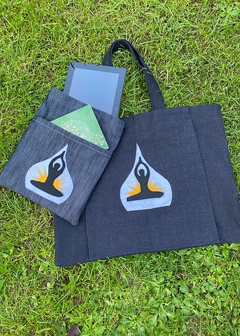 Kot kumaştan Mat Taşıma Bölmeli Kol Çantası ve kitap çantası - Görsel 2