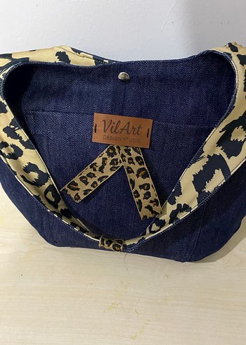 Leopar Desenli Koyu Mavi Kot Kadın Çanta - Görsel 2
