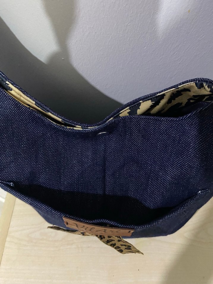 Leopar Desenli Koyu Mavi Kot Kadın Çanta - Görsel 4