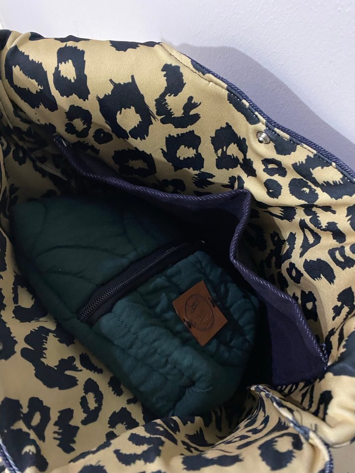 Leopar Desenli Koyu Mavi Kot Kadın Çanta - Görsel 3