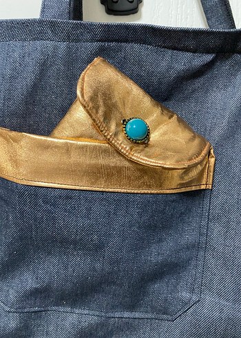 Kadın Lacivert Kot Çanta Kemer Detaylı - Görsel 7