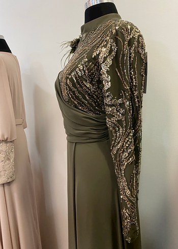 Yılan Desenli Uzun Kollu Kadın Abiye Elbise - Görsel 4