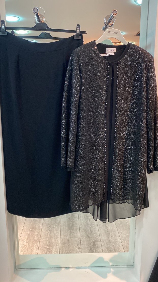 Uzun Siyah Kadın Takım Elbise - Görsel 2