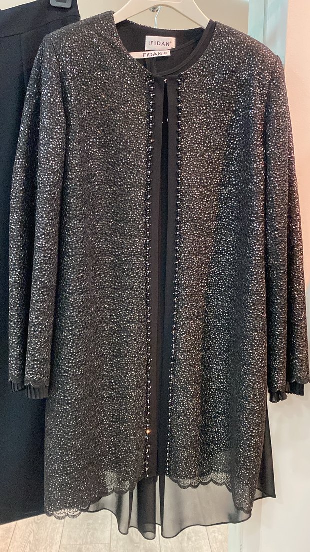 Uzun Siyah Kadın Takım Elbise - Görsel 4