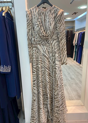 Yılan Desenli Uzun Kollu Drapeli Kadın Elbise - Görsel 5