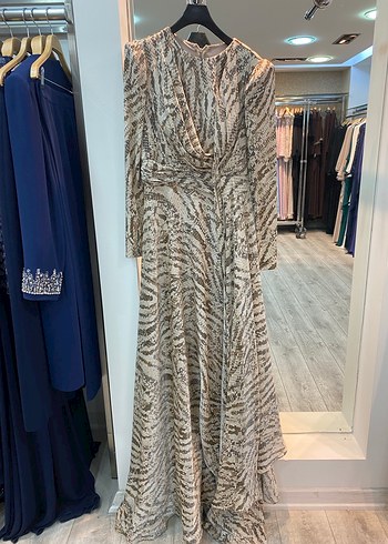 Yılan Desenli Uzun Kollu Drapeli Kadın Elbise - Görsel 4