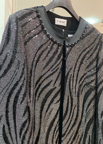 Gri Zebra Desenli Uzun Kadın Elbise - Görsel 3