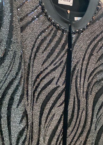 Gri Zebra Desenli Uzun Kadın Elbise - Görsel 2