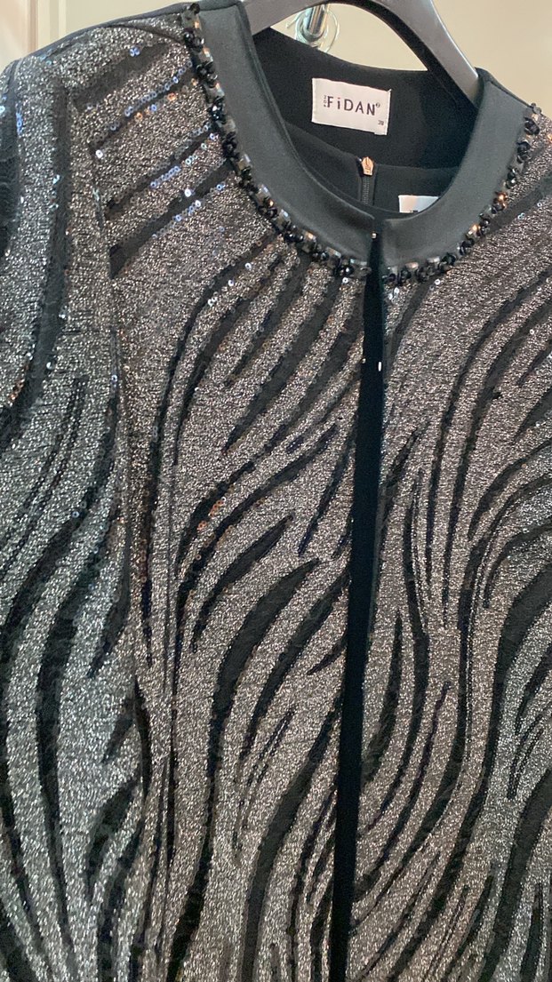 Gri Zebra Desenli Uzun Kadın Elbise - Görsel 2