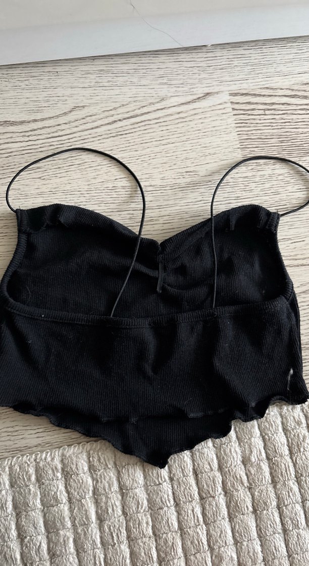 Siyah Mini Goth crop - Görsel 2