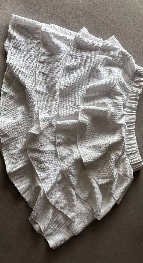 Beyaz Fırfırlı Keten Mini Etek - Görsel 2