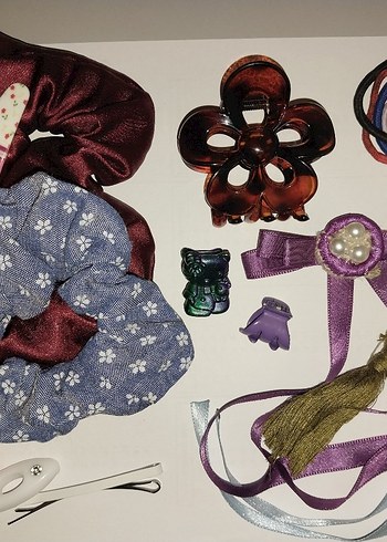 Çiçekli Baskılı Fiyonklu Çok Renkli Çocuk Toka Seti - Görsel 2